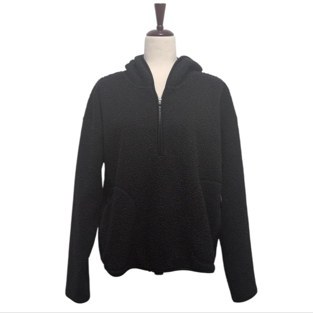 Xersion Black Sherpa Pullover Hoodie Women's Size Large New